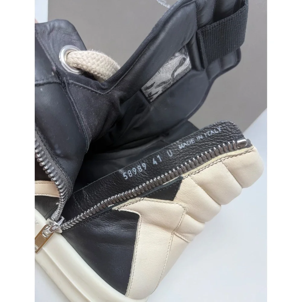 Rick Owens Jumbo Laced Geobasket Sneaker Black/Milk Size 8 US 41 EU